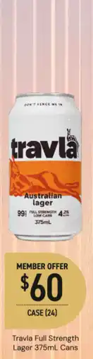 Dan Murphy's Travla full strength lager cans offer