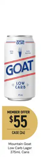 Dan Murphy's Mountain goat low carb lager cans offer