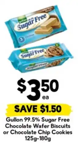 Drakes Gullon sugar free chocolate wafer biscuits or chocolate chip cookies offer