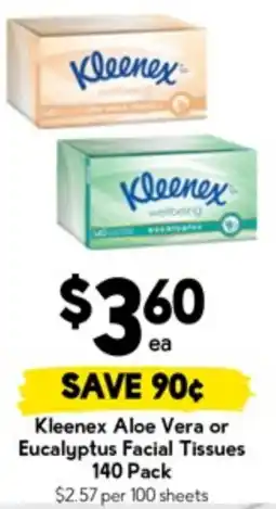 Drakes Kleenex aloe vera or eucalyptus facial tissues offer