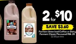 Drakes Farmers union iced coffee or dairy farmers classic flavoured milk offer