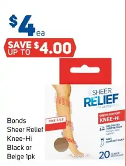 Foodland Bonds sheer relief knee-hi black or beige offer
