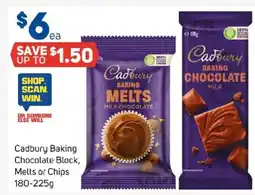 Foodland Cadbury baking chocolate block, melts or chips offer