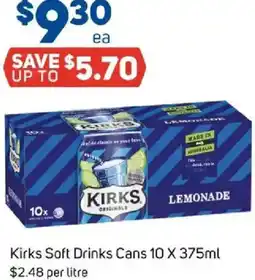 Foodland Kirks soft drinks cans offer