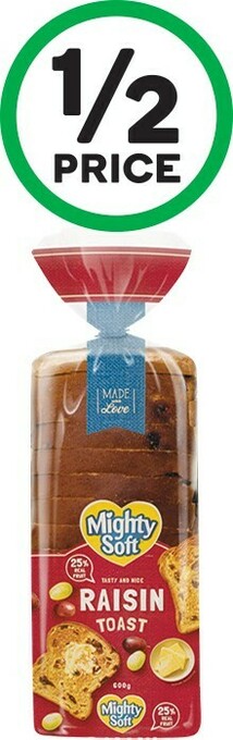 Woolworths Mighty Soft Raisin Toast 600g offer
