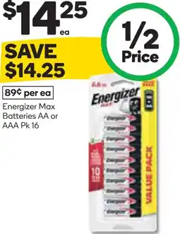 Woolworths Energizer max batteries aa or aaa offer