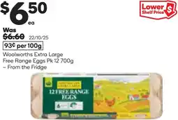 Woolworths Woolworths extra large free range eggs offer