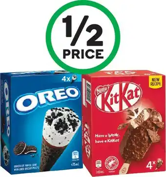 Woolworths Oreo Cookie Stick, Sandwich or Cone 300-475ml Pk 4 or Kit Kat Sticks 360ml Pk 4 offer
