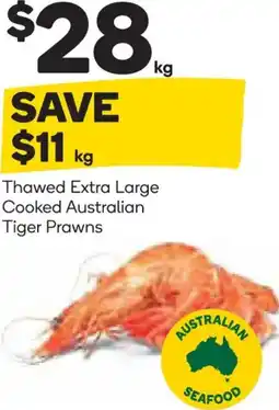 Woolworths Thawed extra large cooked australian tiger prawns offer