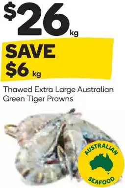 Woolworths Thawed extra large australian green tiger prawns offer
