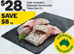 Woolworths Fresh australian saltwater barramundi fillets skin on offer