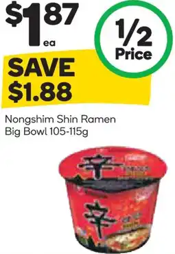 Woolworths Nongshim shin ramen big bowl offer