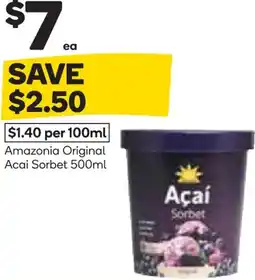 Woolworths Amazonia Original Acai Sorbet offer