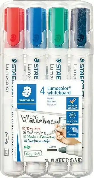 Woolworths Staedtler Lumocolor Whiteboard Marker Assorted Pk 4 offer
