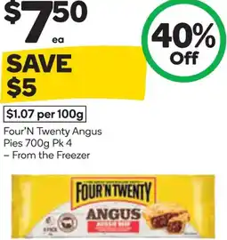 Woolworths Four'n twenty angus pies offer