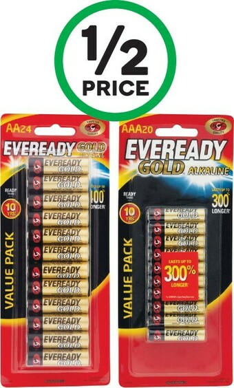 Eveready Gold Batteries AA Pk 24 or AAA Pk 20