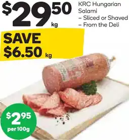 Woolworths Krc hungarian salami offer