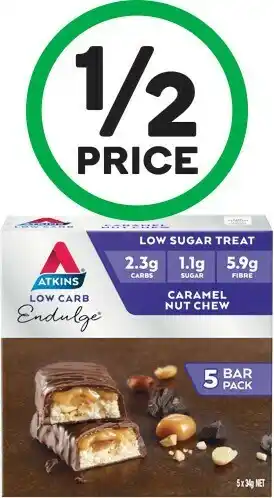 Woolworths Atkins Endulge Bars 150-200g Pk 5# offer