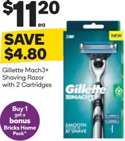 Woolworths Gillette mach3+ shaving razor with 2 cartridges offer