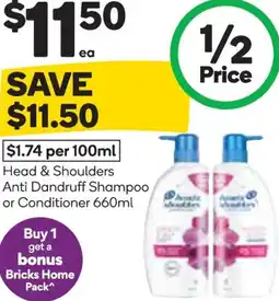 Woolworths Head & shoulders anti dandruff shampoo or conditioner offer