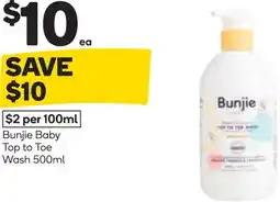 Woolworths Bunjie baby top to toe wash offer