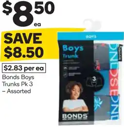 Woolworths Bonds boys trunks offer