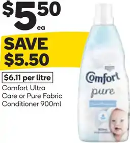 Woolworths Comfort ultra care or pure fabric conditioner offer