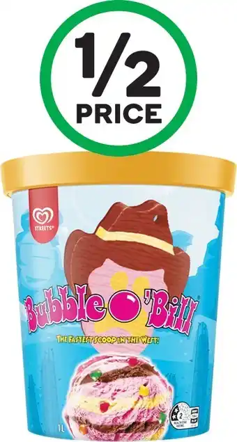 Streets Bubble Ou2019Bill, Gaytime or Paddle Pop Tubs 1 Litre u2013 From the Freezer