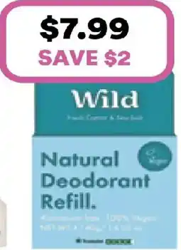 Priceline Wild natural deodorant refill fresh cotton & salt offer