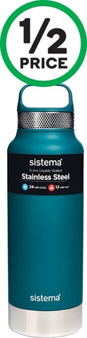 Woolworths Sistema Stainless Steel Dual Wall Bottle 1 Litre offer