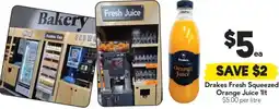 Drakes Drakes fresh squeezed orange juice offer