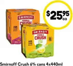 Drakes Smirnoff crush 6% cans offer