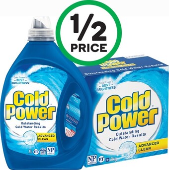 Woolworths Cold Power Advanced Clean Laundry Liquid 1.8-2 Litre or Powder 1.8-2 kg offer
