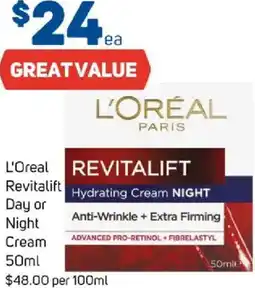 Foodland L'oreal revitalift day or night cream offer