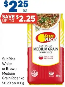 Foodland Sunrice white or brown medium grain rice offer