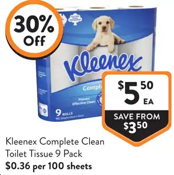 Foodworks Kleenex complete clean toilet tissue offer