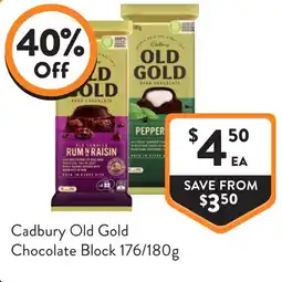 Foodworks Cadbury old gold chocolate block offer