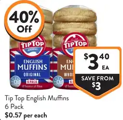 Foodworks Tip top english muffins offer