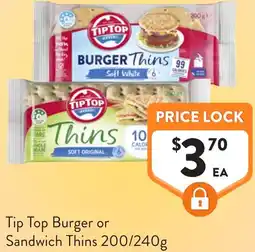 Foodworks Tip top burger or sandwich thins offer
