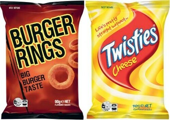 Coles Twisties, Cheetos or Burger Rings 80g-90g offer