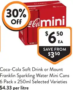 Foodworks Coca-cola soft drink or mount franklin sparkling water offer