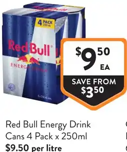 Foodworks Red bull energy drink cans offer