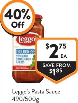 Foodworks Leggo's pasta sauce offer