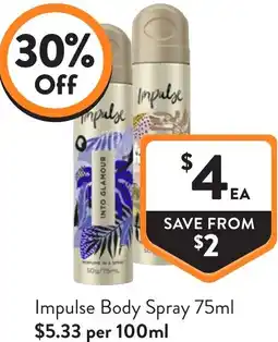Foodworks Impulse body spray offer