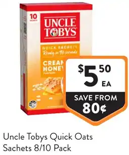 Foodworks Uncle tobys quick oats sachets offer