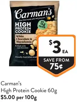 Foodworks Carman's high protein cookie offer