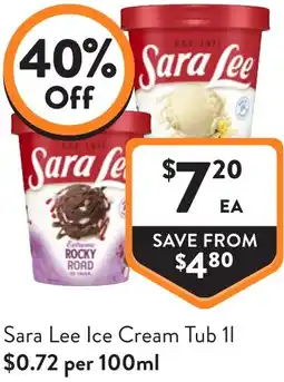 Foodworks Sara Lee Ice Cream Tub offer