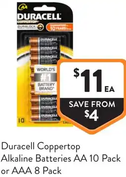 Foodworks Duracell coppertop alkaline batteries offer