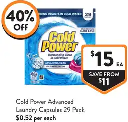 Foodworks Cold Power Advanced Laundry Capsules offer