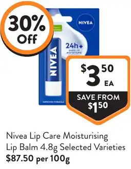 Foodworks Nivea lip care moisturising lip balm offer